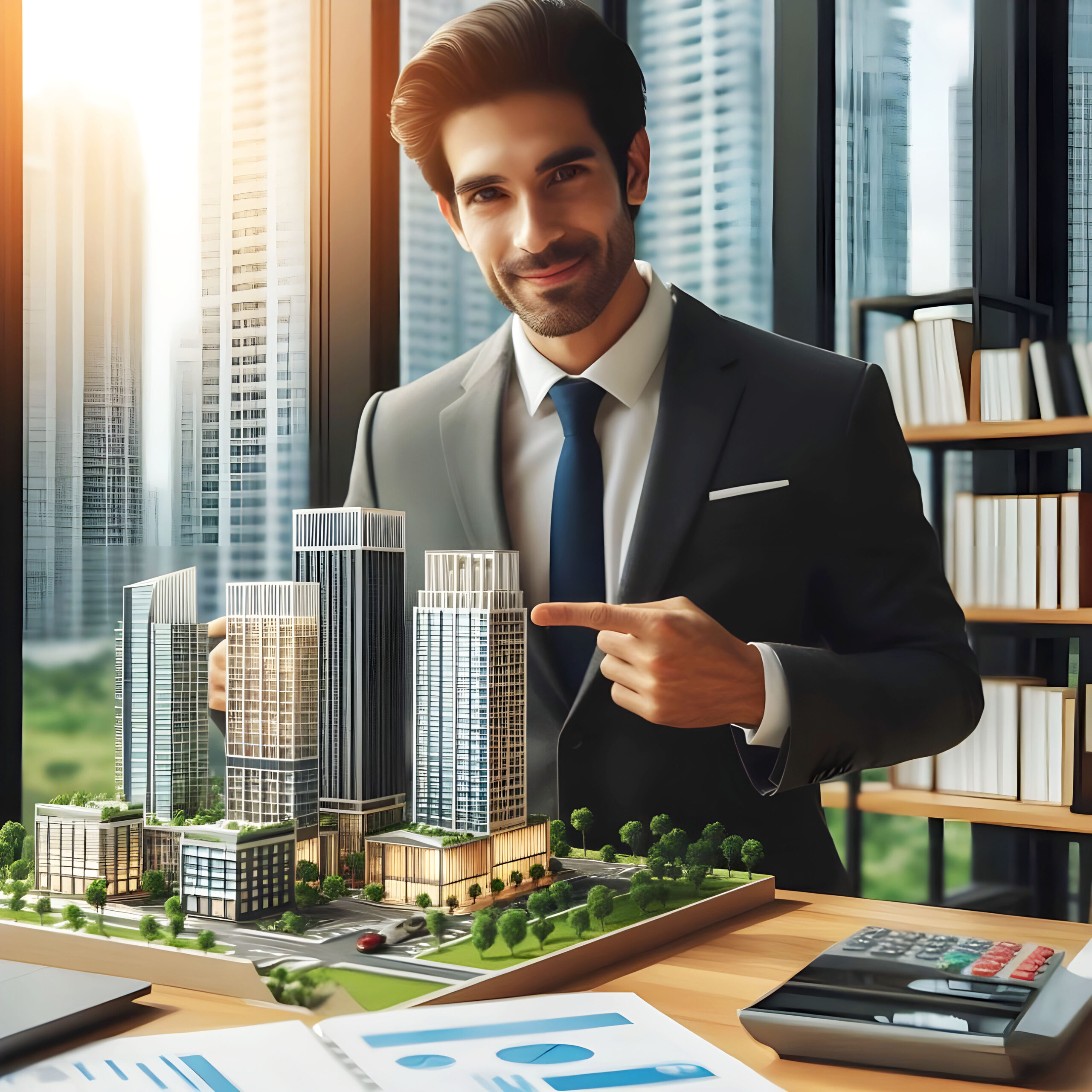 free-photo-real-estate-development-businessman-architect-showing-new-business-office-complex