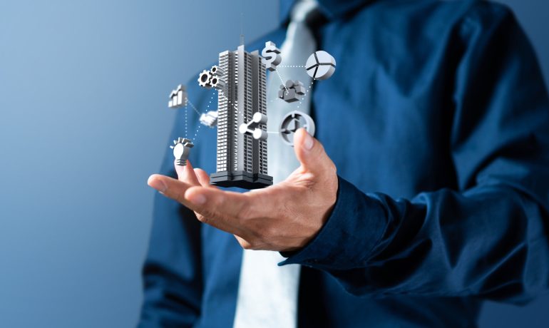 Businessman show management 3d icon of business