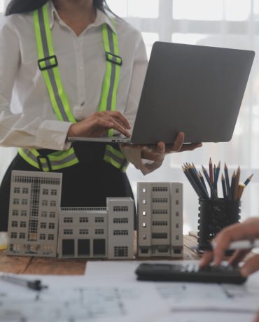 Construction and structure concept of Engineer or architect meet